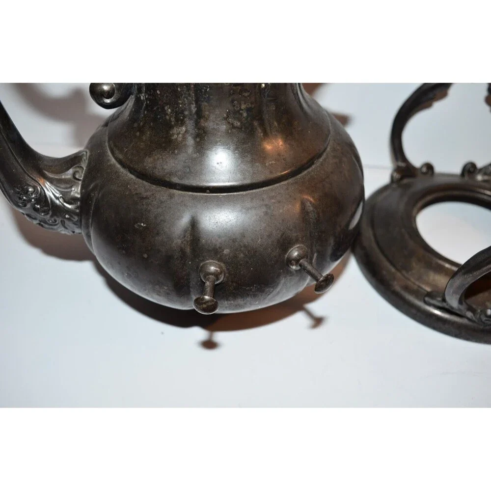 Vtg Sheridan Silver on copper Tilt Tea Pot Coffee Stand No Warmer silverplate